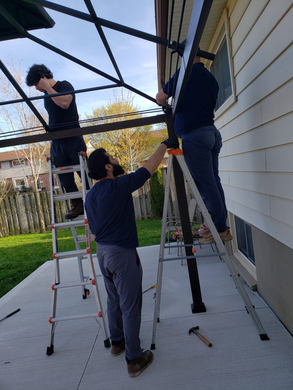Gazebo frame assembly in progress