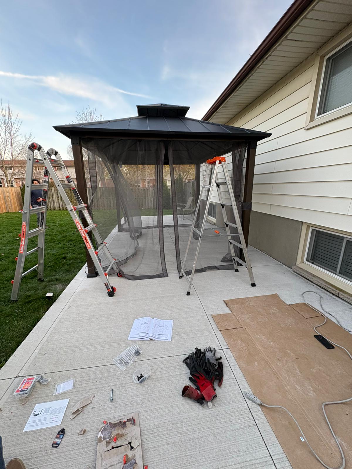 Completed gazebo with netting installed